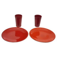 Ensemble en céramique rouge par Robert Picault Vallauris France Design 1950
