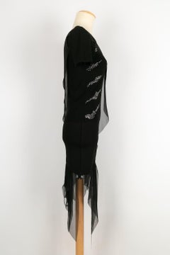 Ensemble Jean-Louis Scherrer Silk Crepe Ruffle Mesh Ensemble