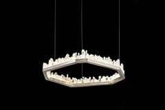 Ensemble de 7 lampes à suspension en quartz blanc par Aver