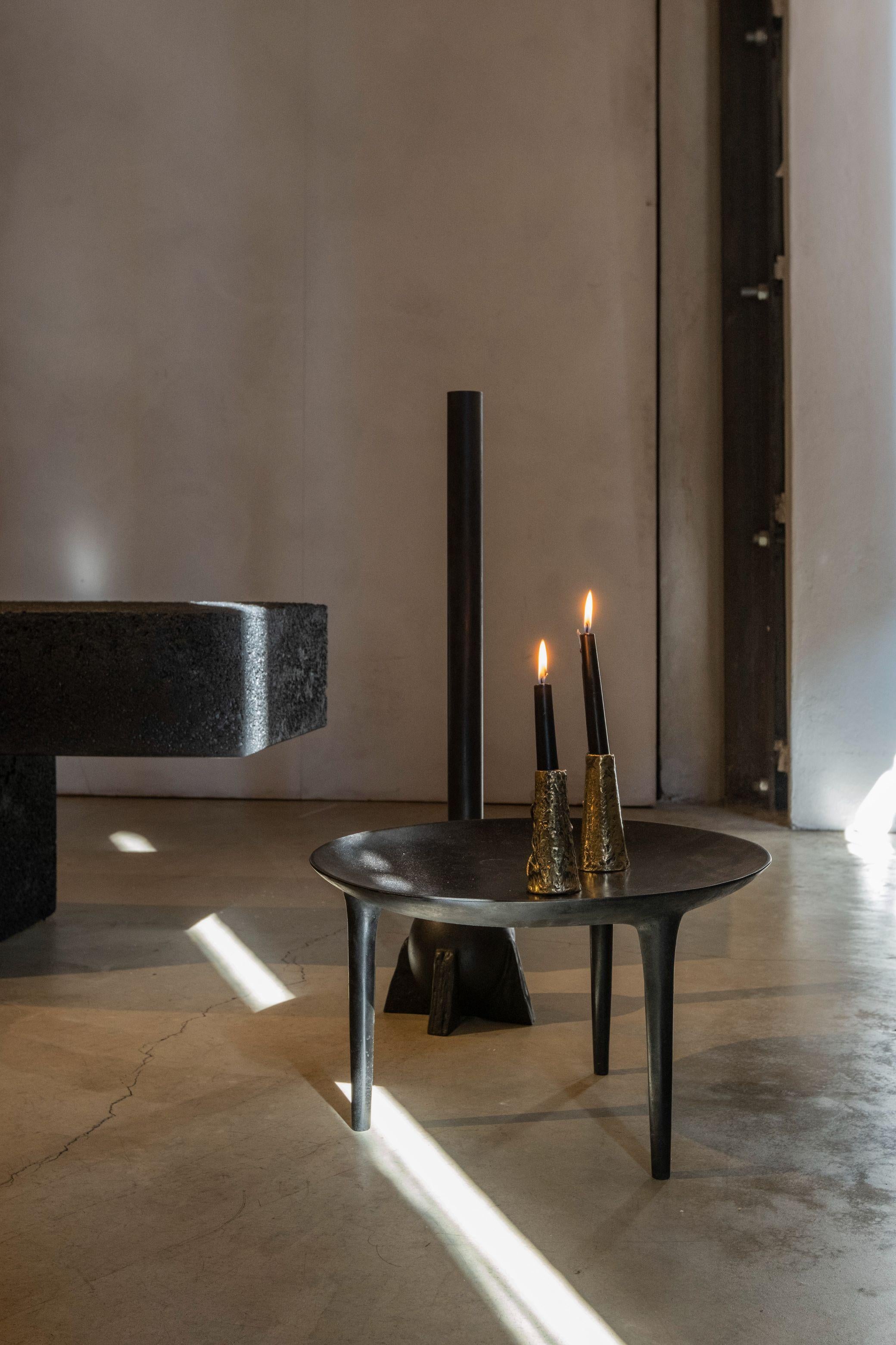 Ensemble of Brass Hand-Sculpted Candleholders by Samuel Costantini 5
