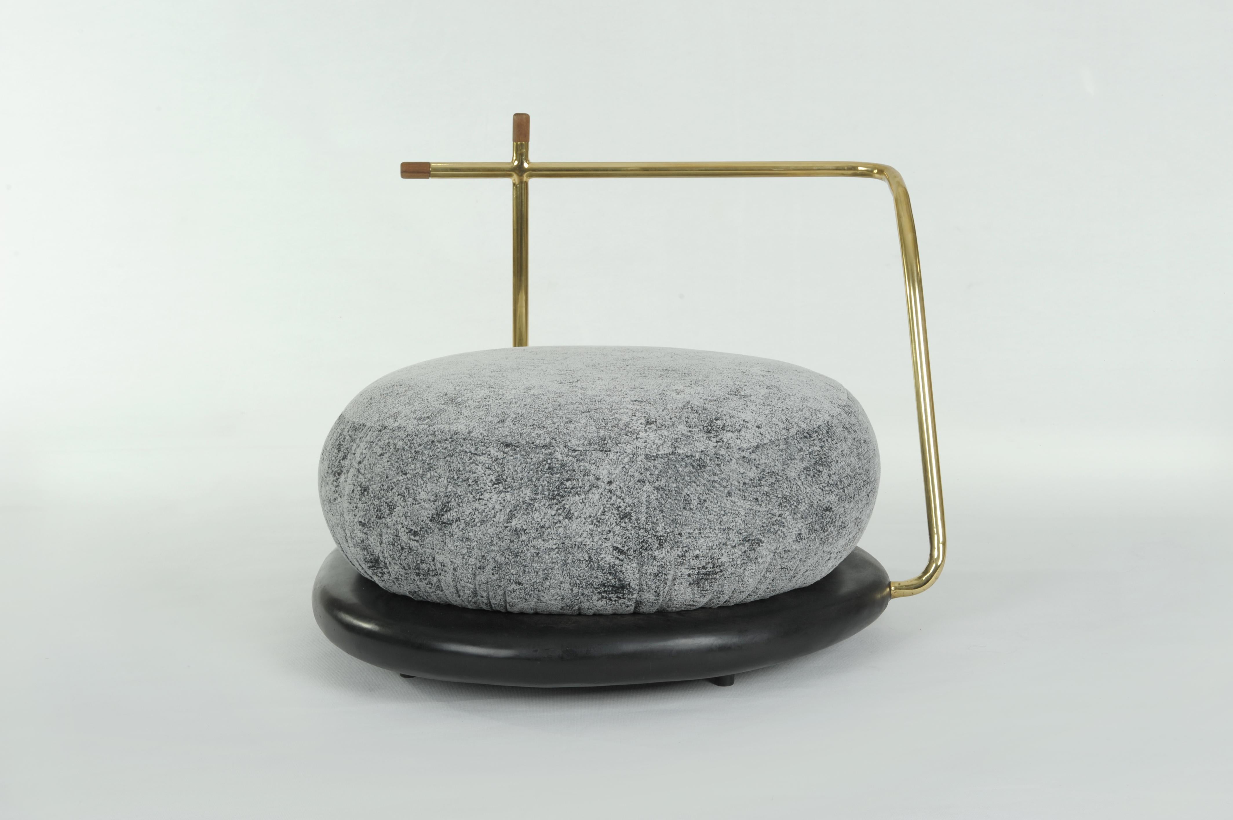 Post-Modern Ensemble of Grey Zen Pouffes and Coffee Table, Misaya