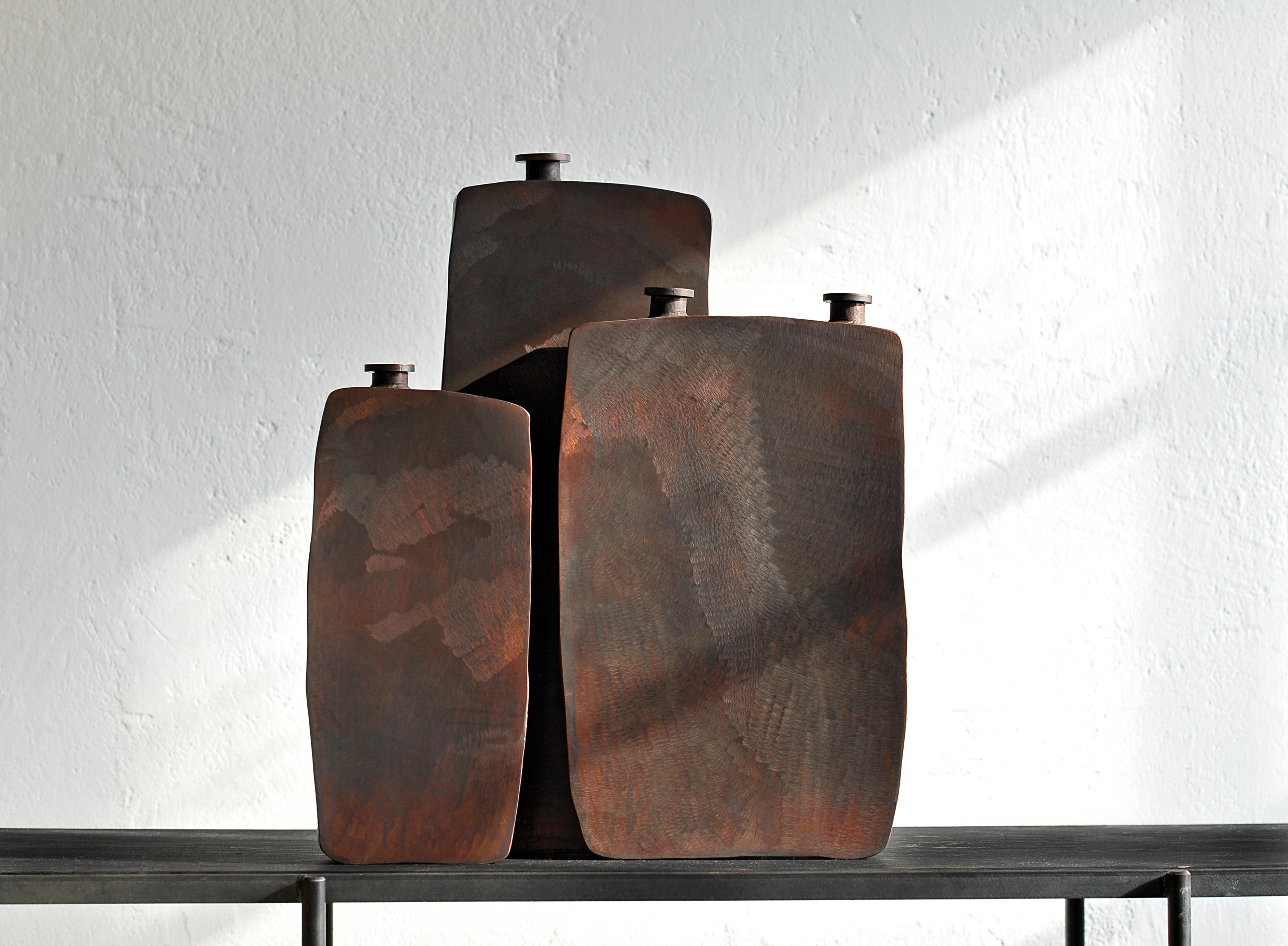 Contemporary Ensemble of Three Brown Bottles by Lukasz Friedrich