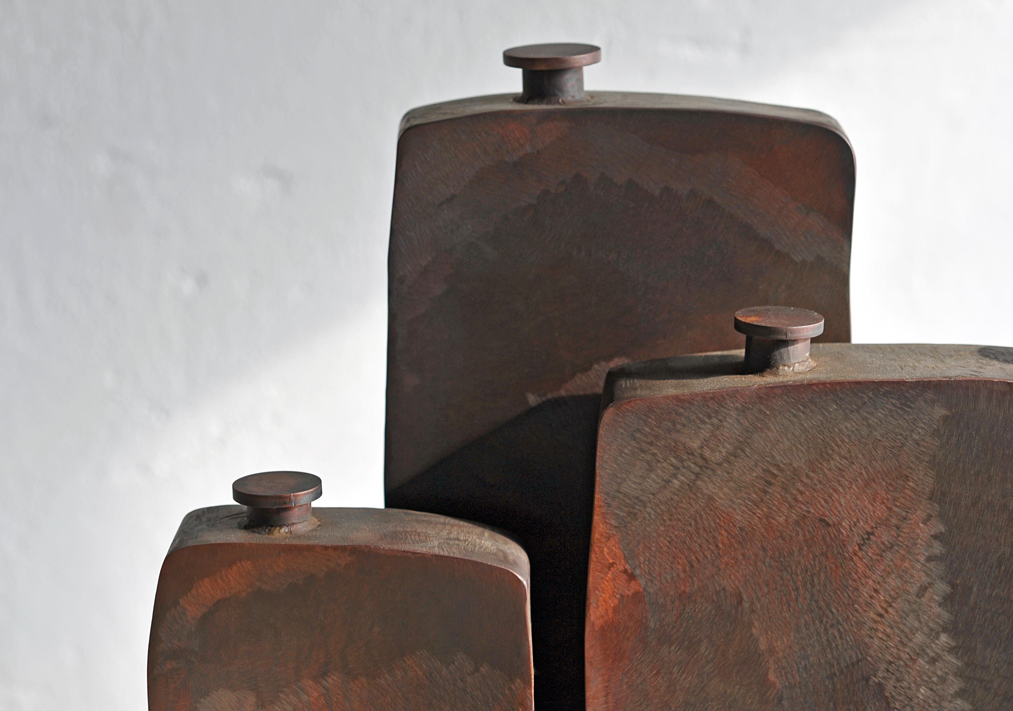 Steel Ensemble of Three Brown Bottles by Lukasz Friedrich