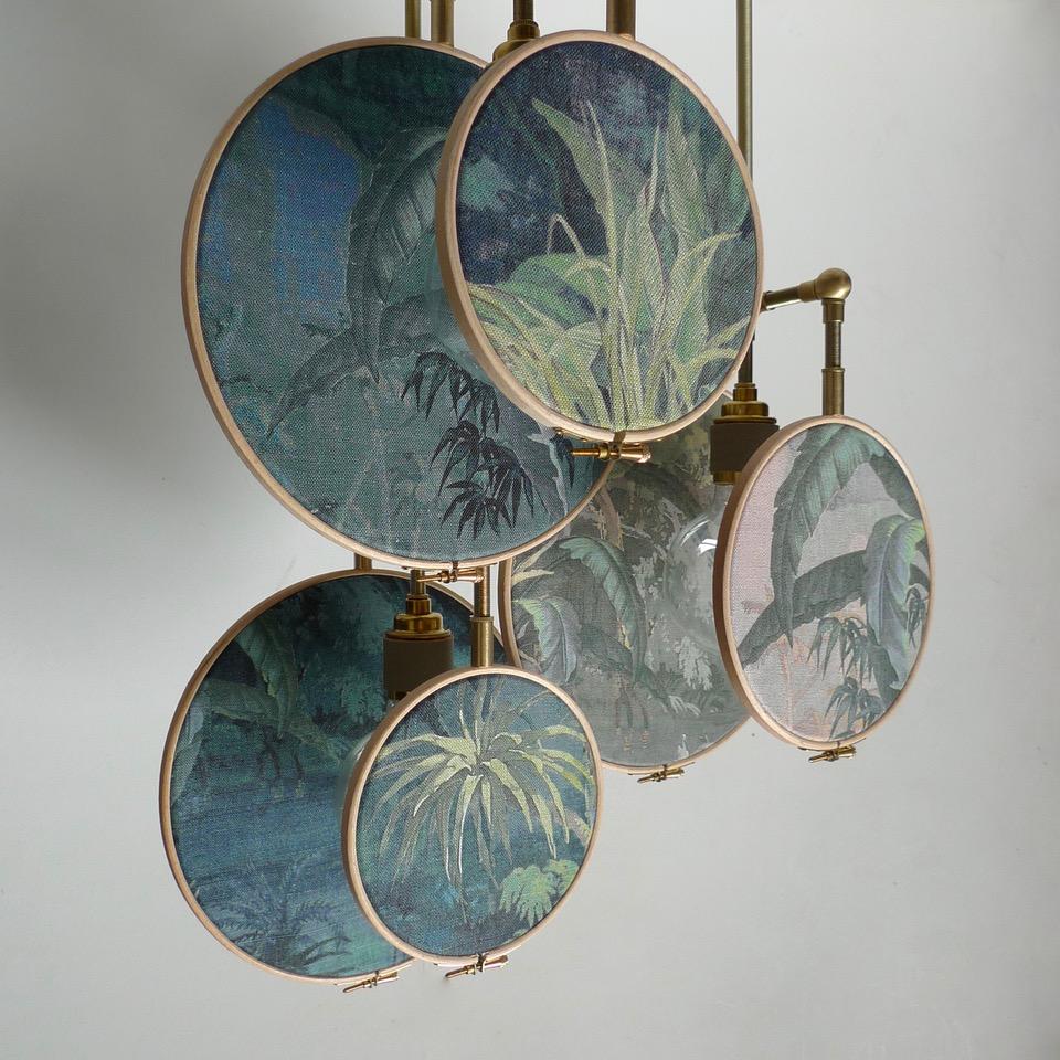 Post-Modern Ensemble of Three Circle Pendant Lights by Sander Bottinga For Sale