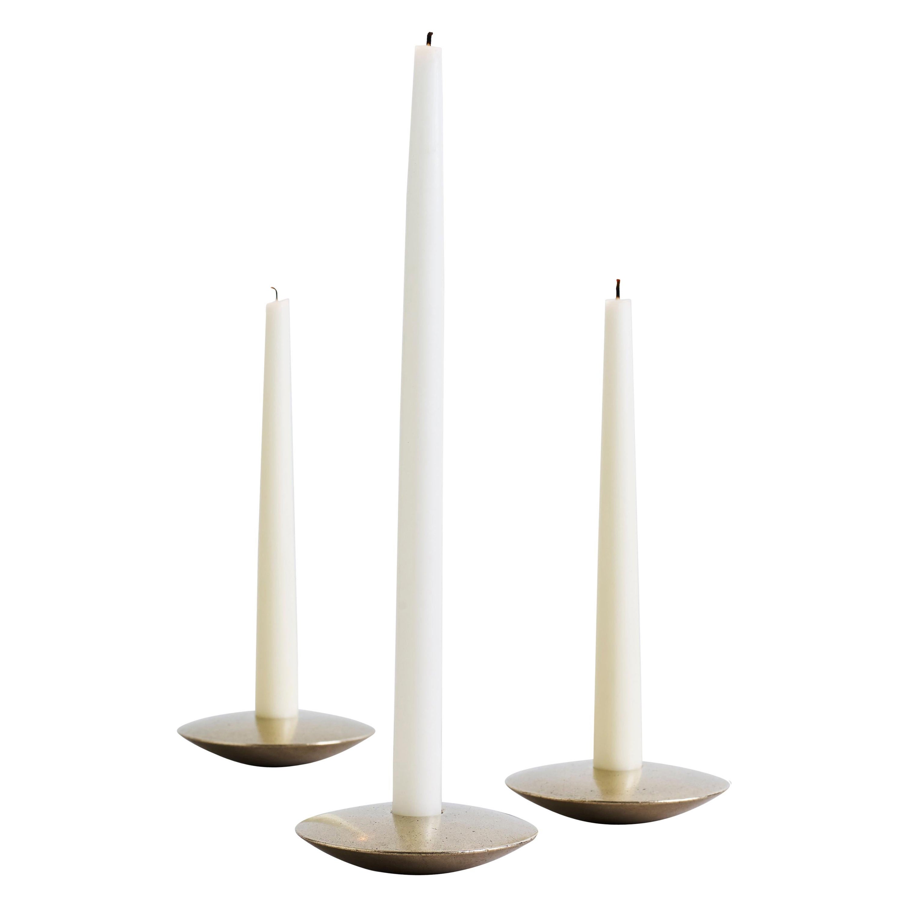 Ensemble of Three Contemporary Brass Candleholders, Henry Wilson
