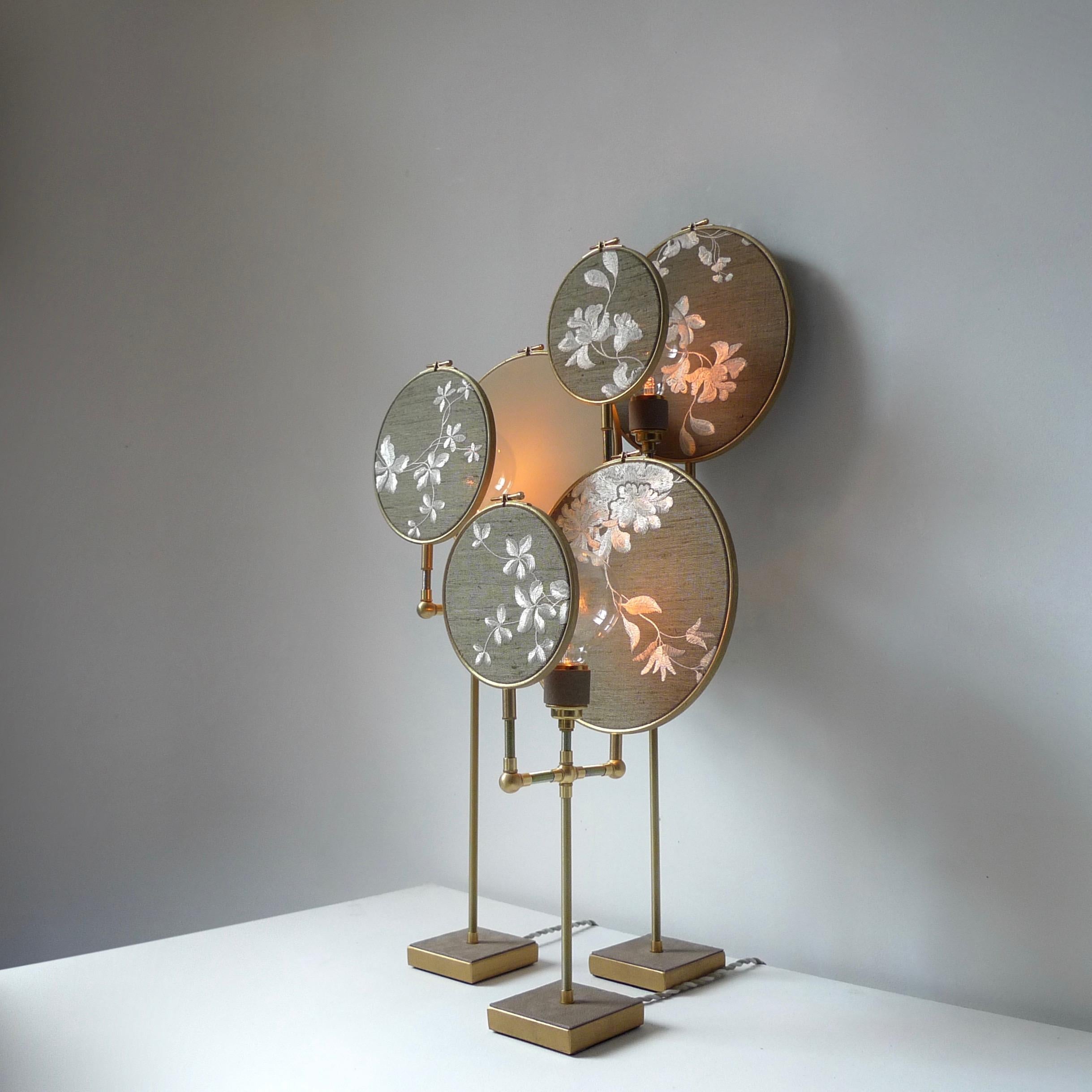 Néerlandais Ensemble de trois lampes de table bleu vert gris n° 15 de Sander Bottinga en vente