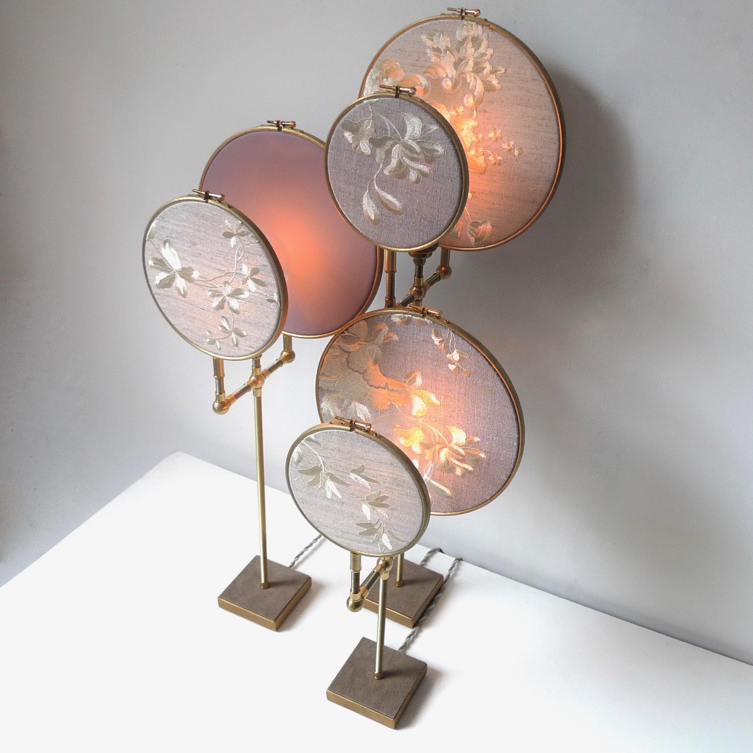 Linen Ensemble of Three Table Lamps, Sander Bottinga