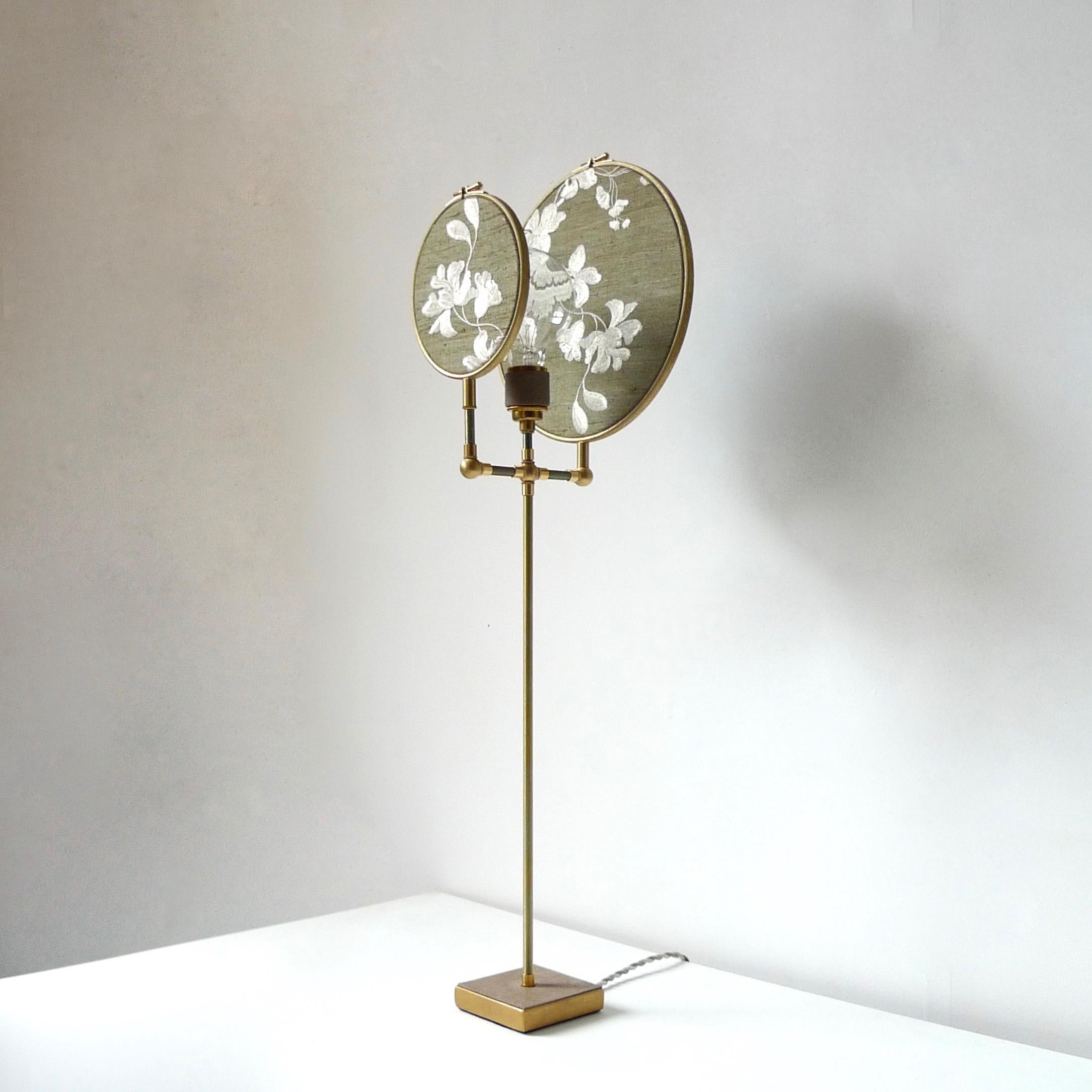 Laiton Ensemble de trois lampes de table bleu vert gris n° 15 de Sander Bottinga en vente