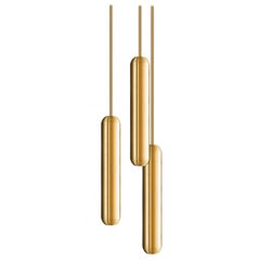 Ensemble de trois suspensions sculpturales U2 en laiton par Jan Garncarek