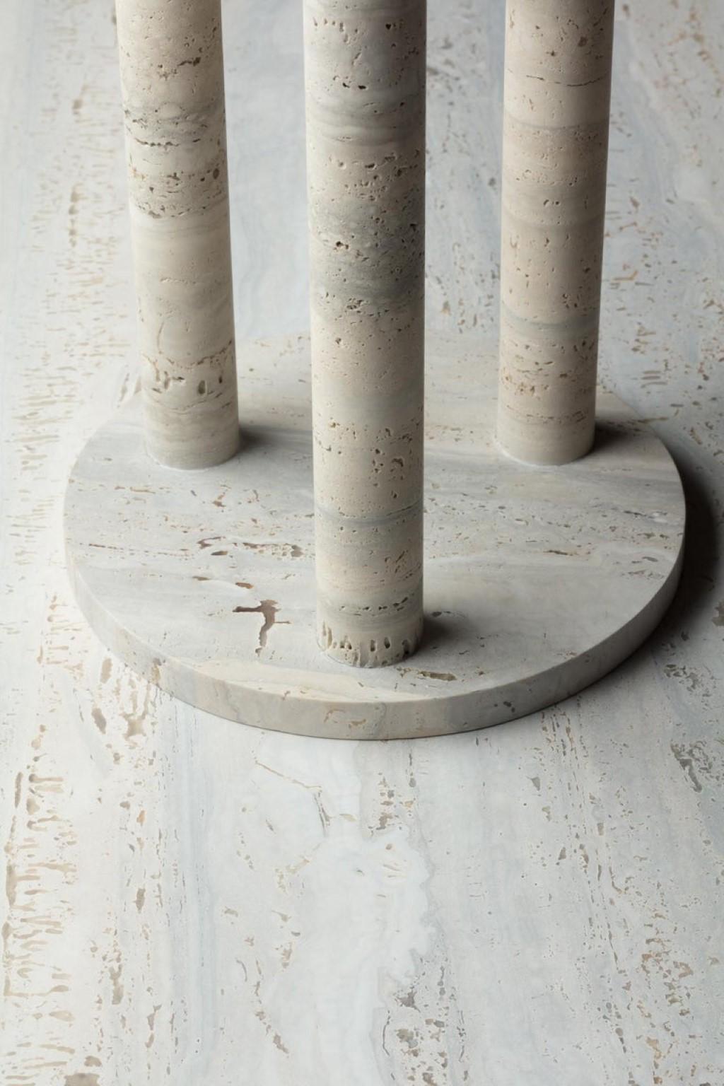 Ensemble of Travertine Side Tables by Clément Brazille For Sale 6