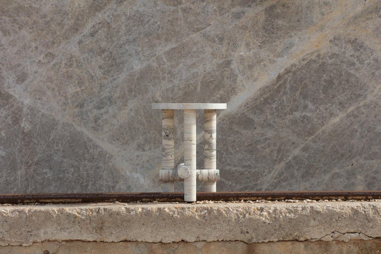 Ensemble of Travertine Side Tables by Clément Brazille 13