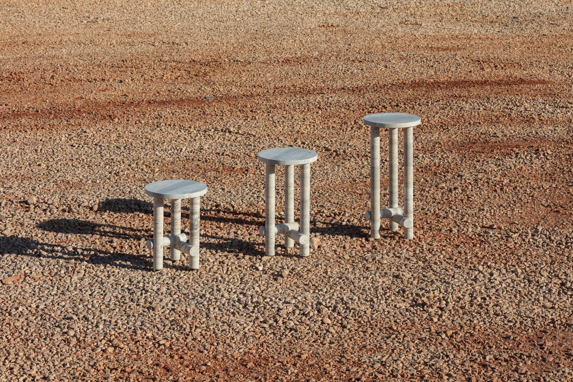 Ensemble of Travertine Side Tables by Clément Brazille In Excellent Condition In Geneve, CH