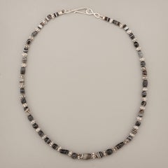 Ensemble of Two Ancient Agate Bead Necklaces with Fine Silver Granulated Beads