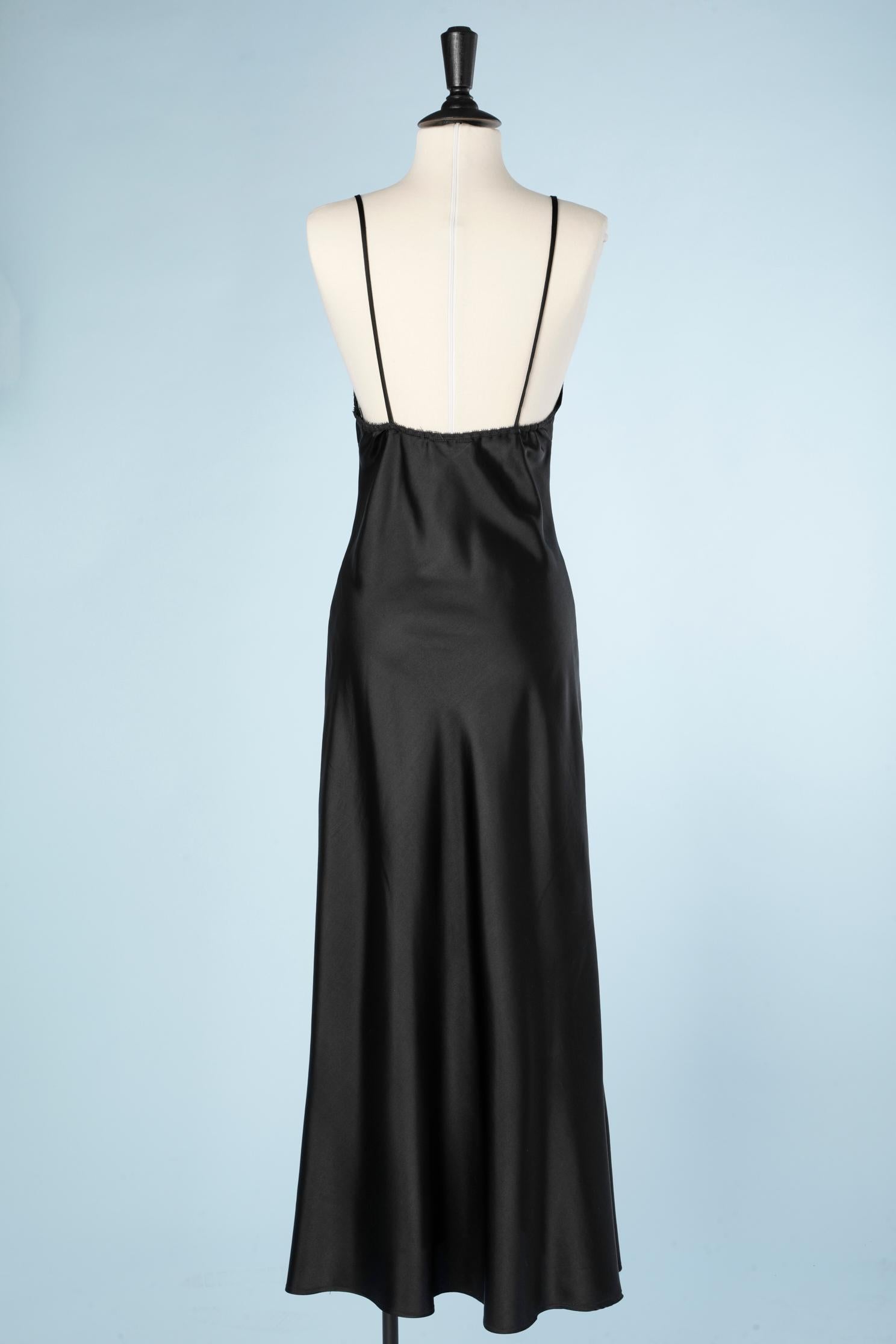 Ensemble Robe and night-gown in black satin and tulle appliqué Lanvin  5