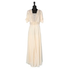 Antique Ensemble Robe and night gown in silk and lace appliqué By Lady Duff Circa 1930