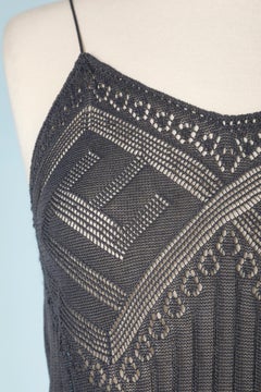 Ensemble top and skirt in grey charcoal viscose knit Balmain