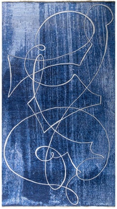 Tapis « Enso » conçu par Nader Bolour : motif abstrait moderne représentant des cercles aux traits de pinceau