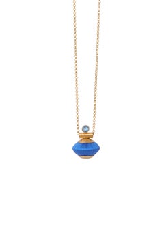 Collana Enso in seta blu egeo, zircone e vermeil 24k di Katerina Makriyianni