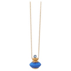 Collana Enso in seta blu egeo, zircone e vermeil 24k di Katerina Makriyianni