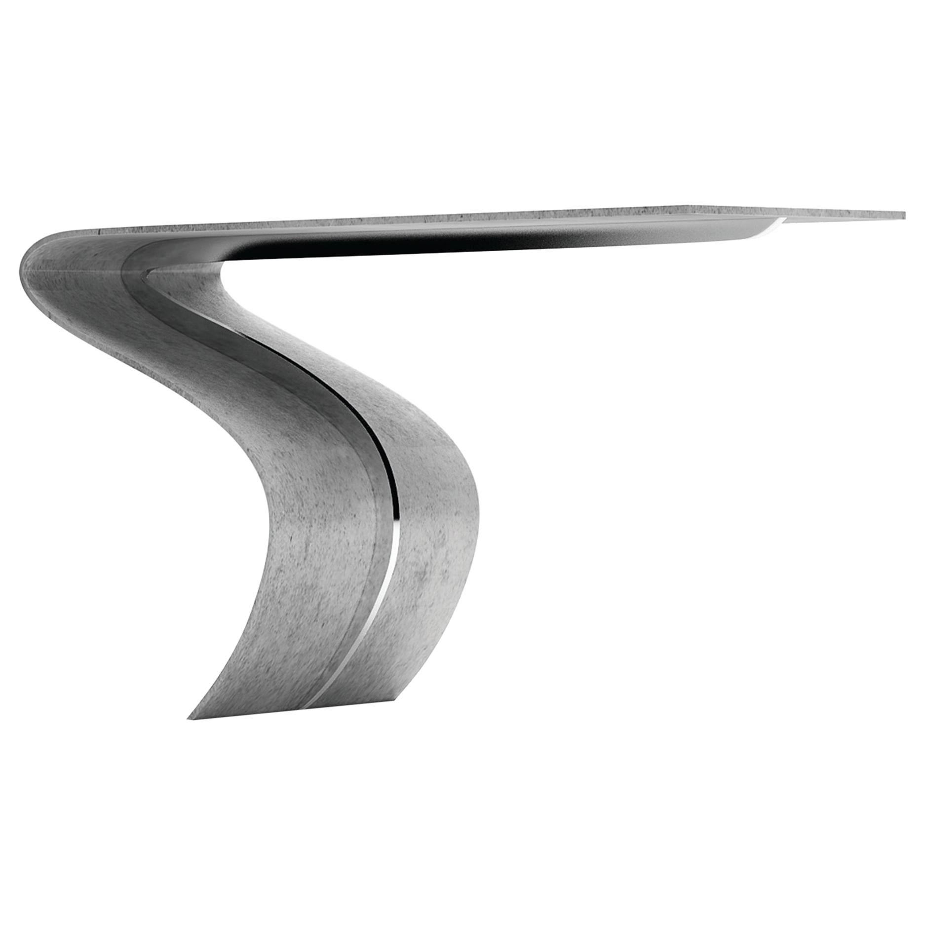Enso-Tisch aus Beton-Leinwand und poliertem Aluminium von Neal Aronowitz im Angebot