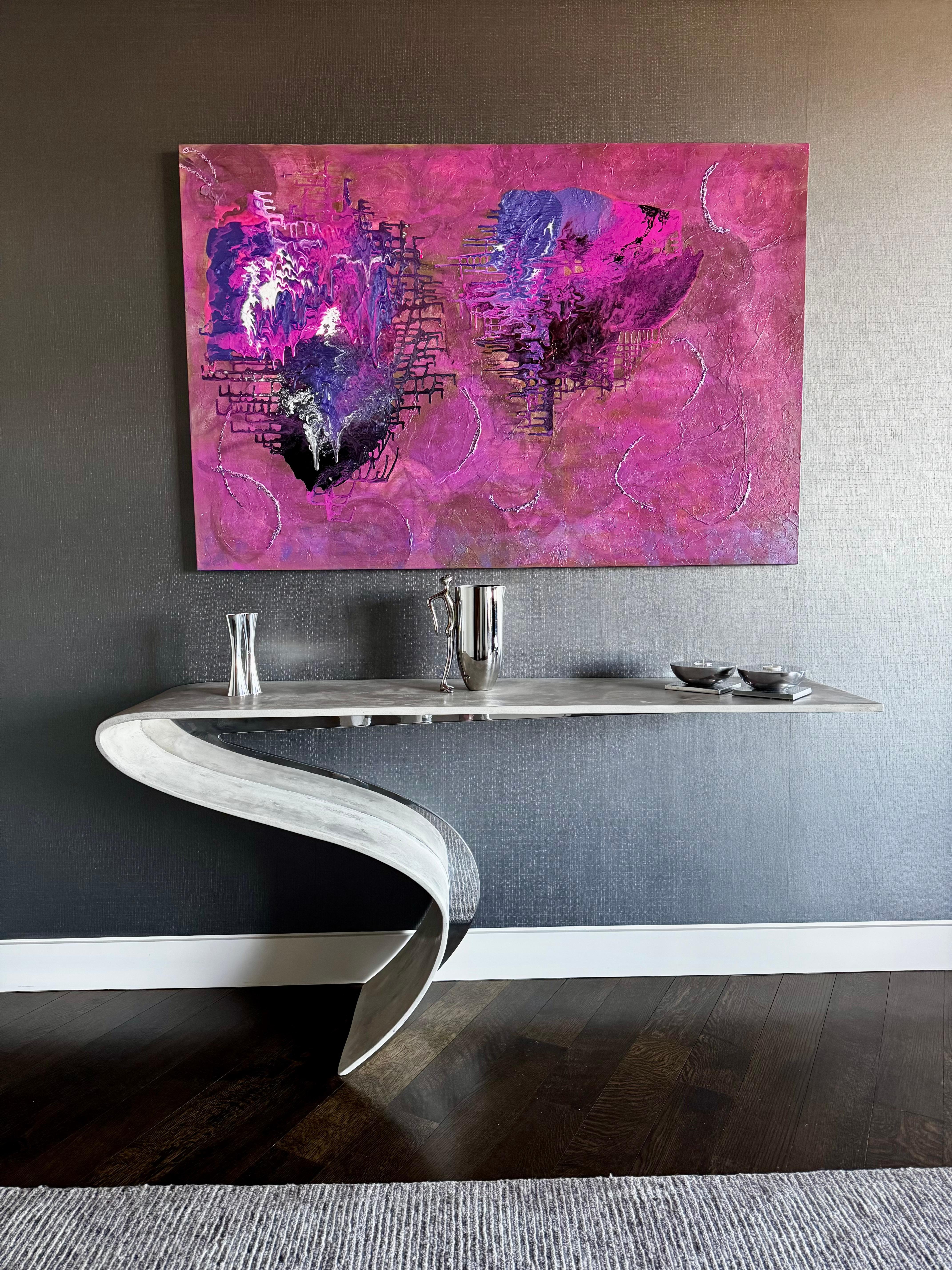 Enso-Tisch aus Beton-Leinwand und poliertem Aluminium von Neal Aronowitz im Angebot 5