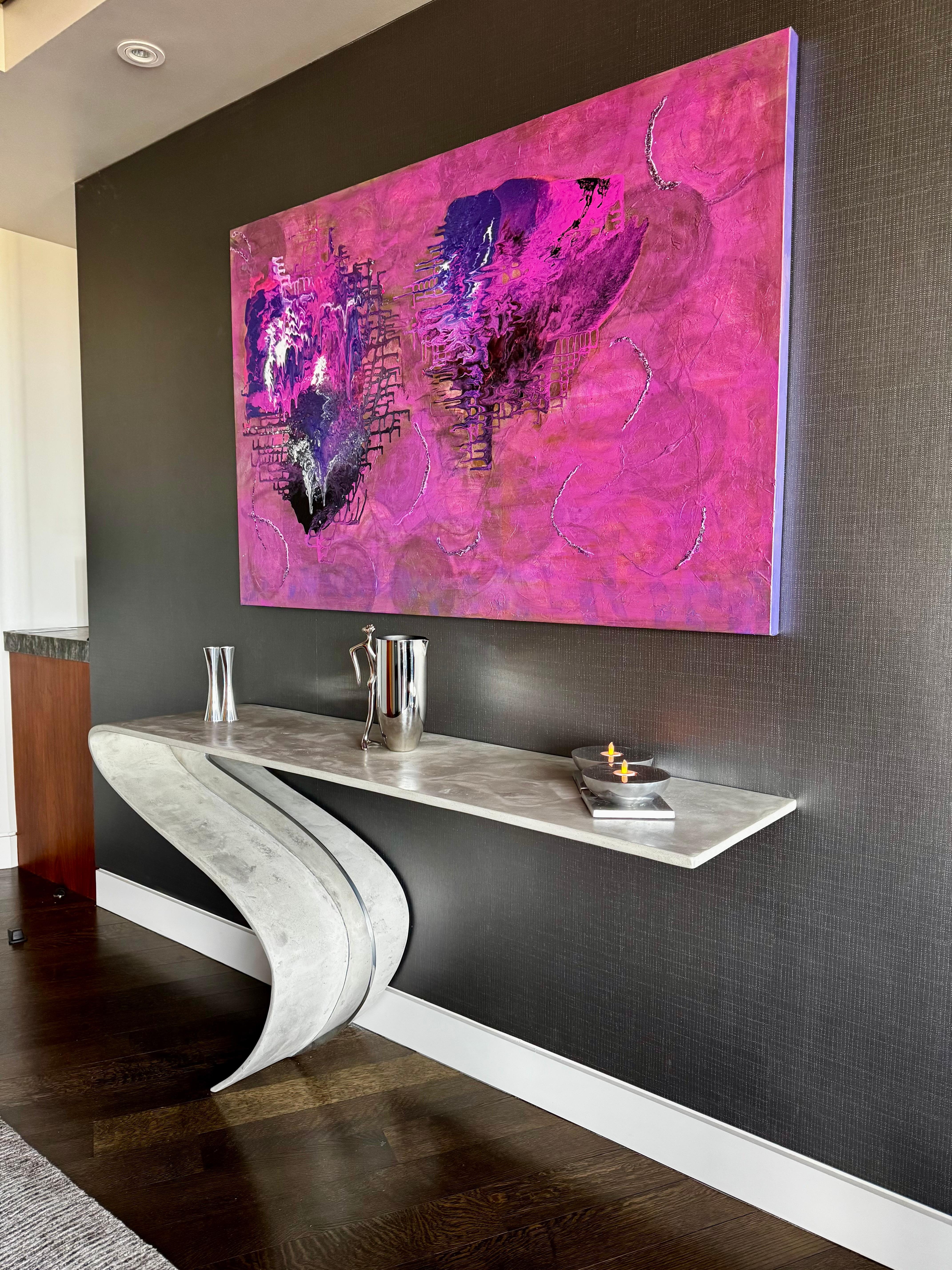 Enso-Tisch aus Beton-Leinwand und poliertem Aluminium von Neal Aronowitz im Angebot 6