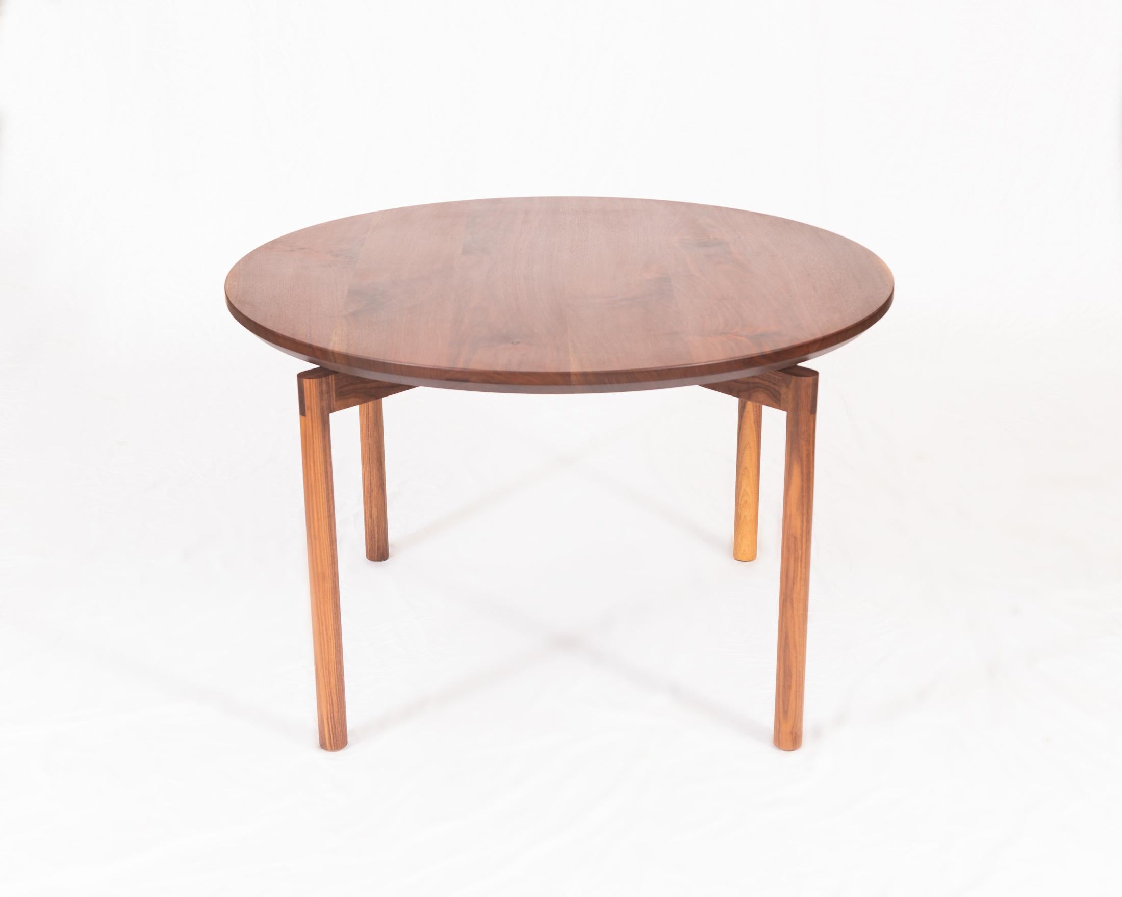 Hand-Crafted Enso Table, Walnut Dining Table with Knife-Edge and Exposed Joinery For Sale