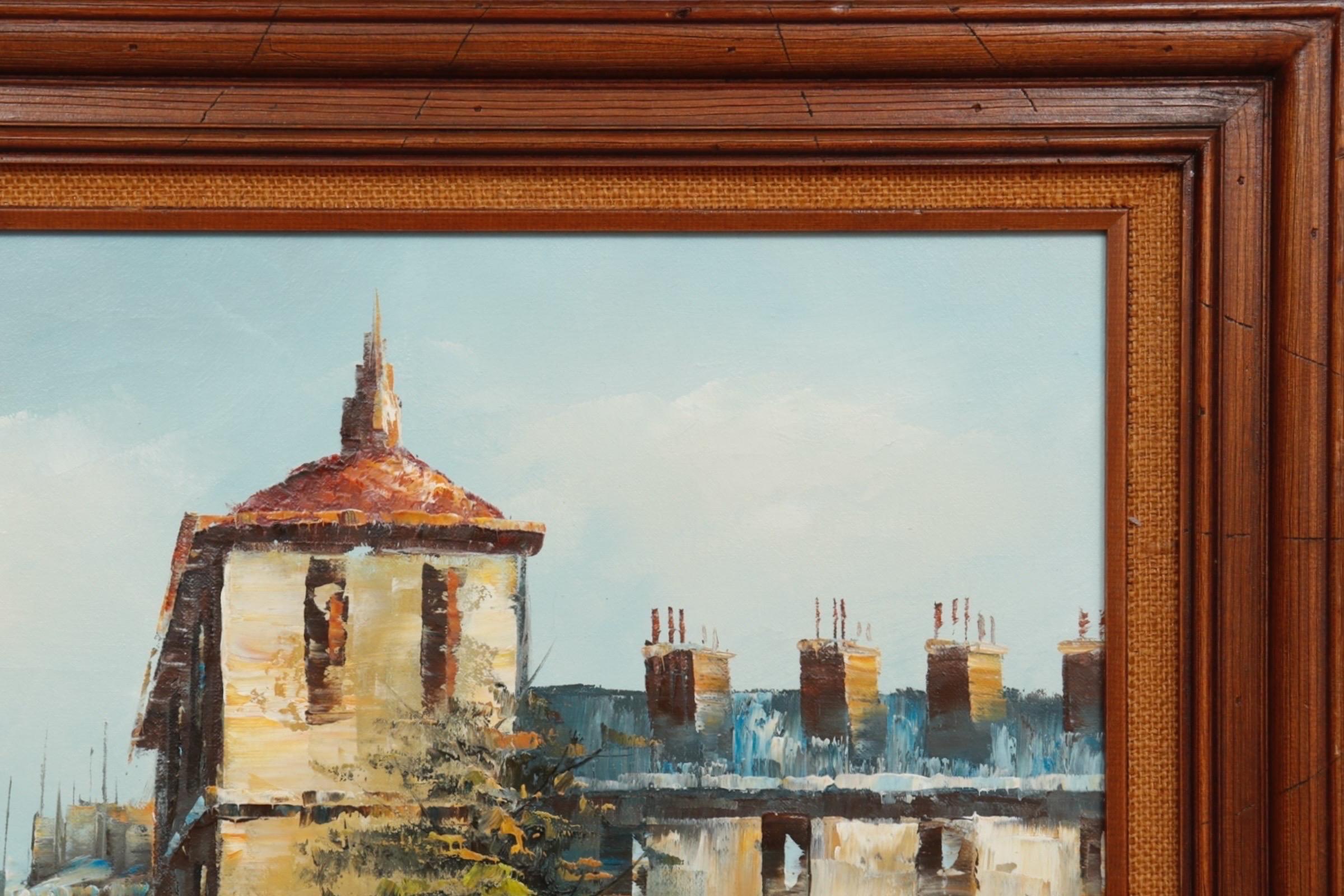 Ensor, signierte europäische Straßenszene, Öl auf Leinwand im Zustand „Gut“ im Angebot in Bradenton, FL