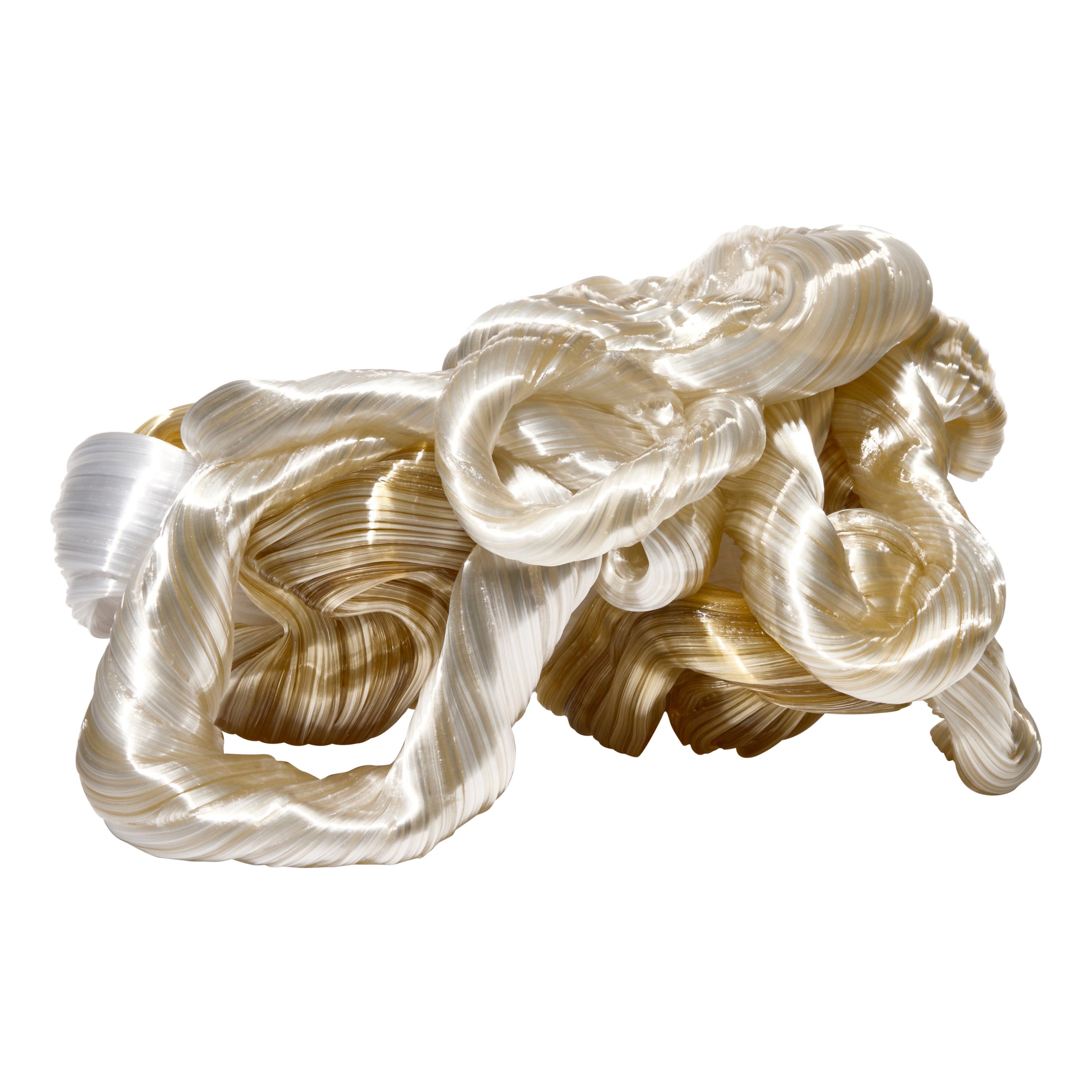 Entangled Mountain, a white
soft amber glass sculpture by Maria Bang Espersen