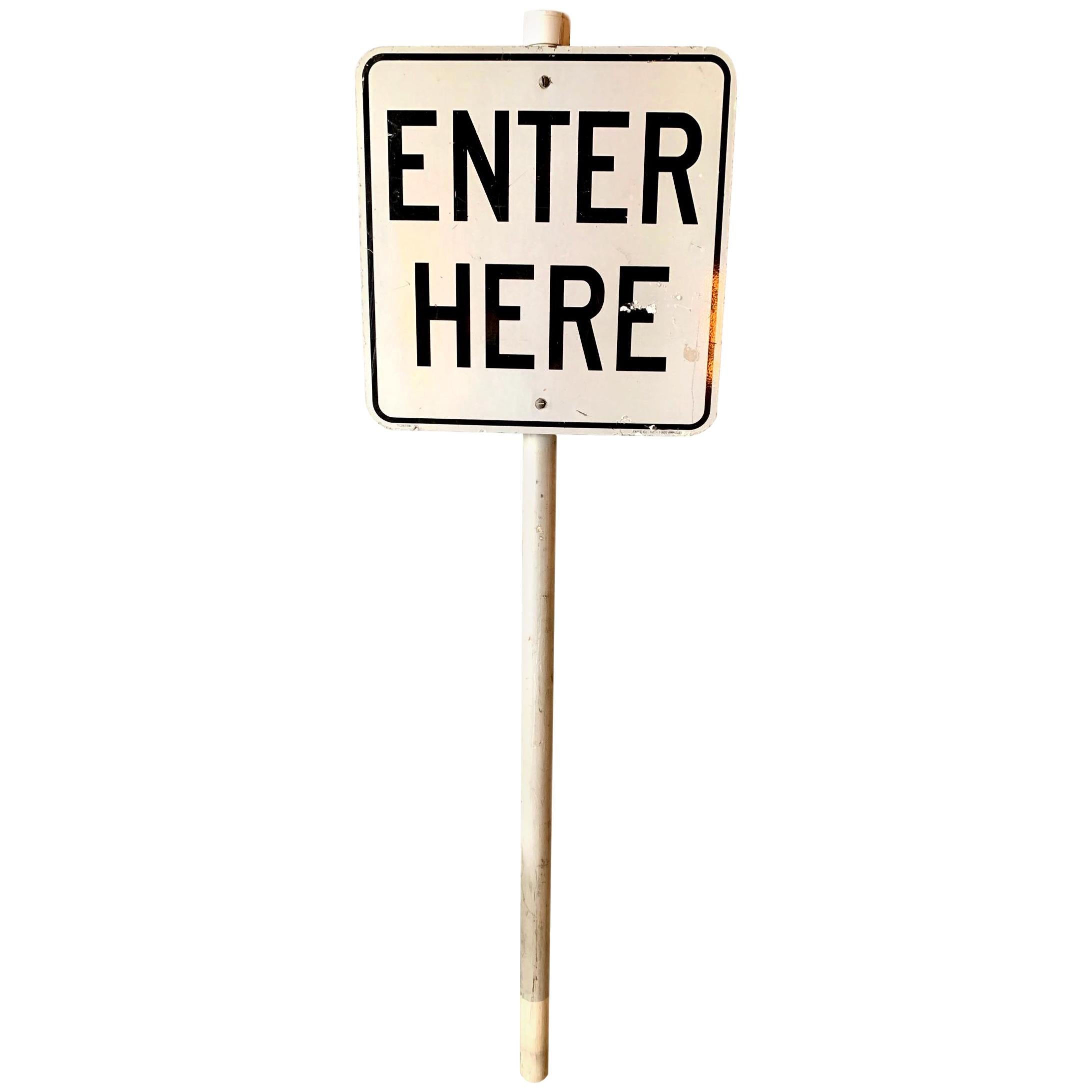 'Enter Here' Vintage Sign