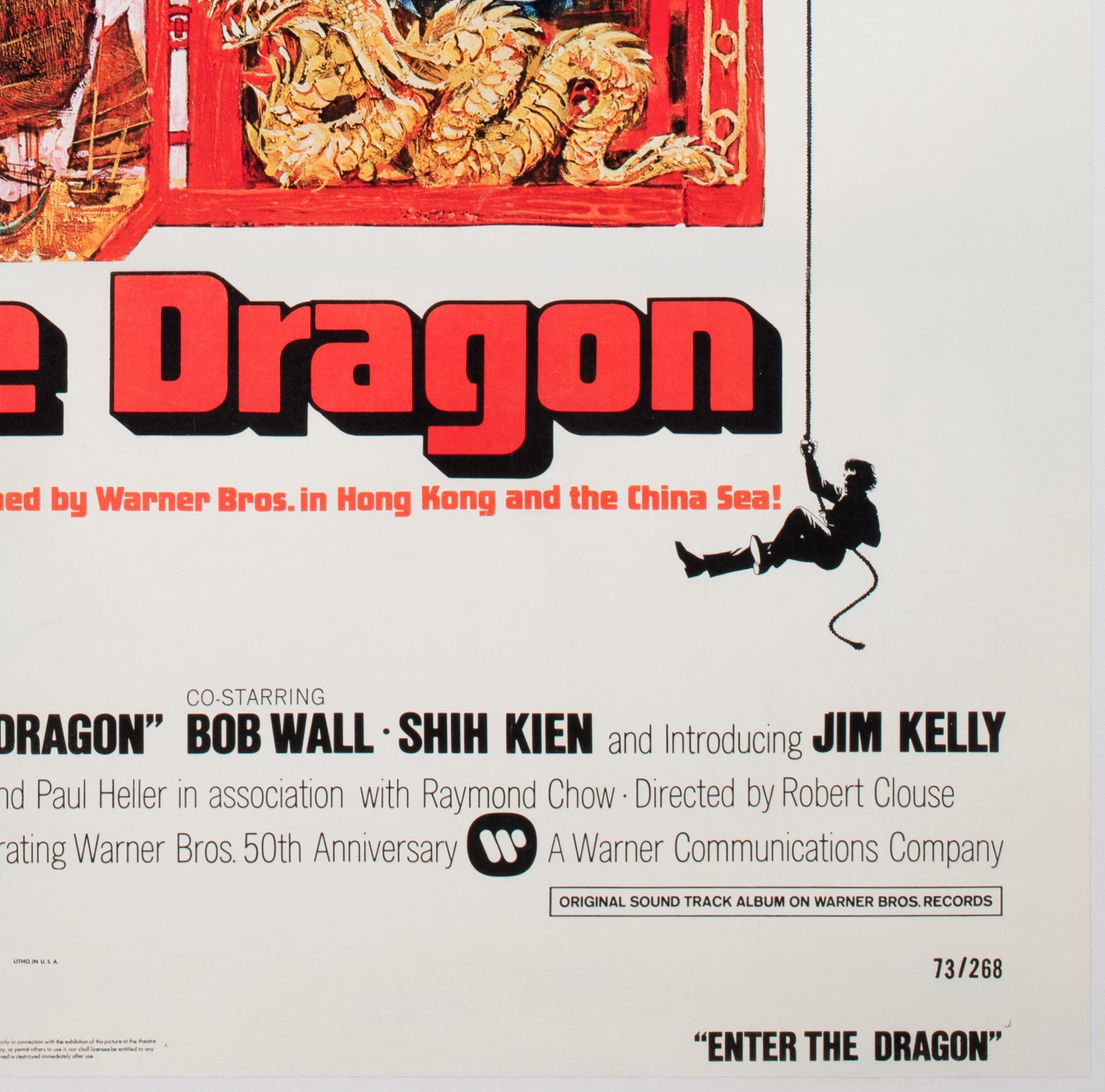 Linen Enter the Dragon 1973 US 1 Sheet Film Movie Poster, Bob Peak For Sale