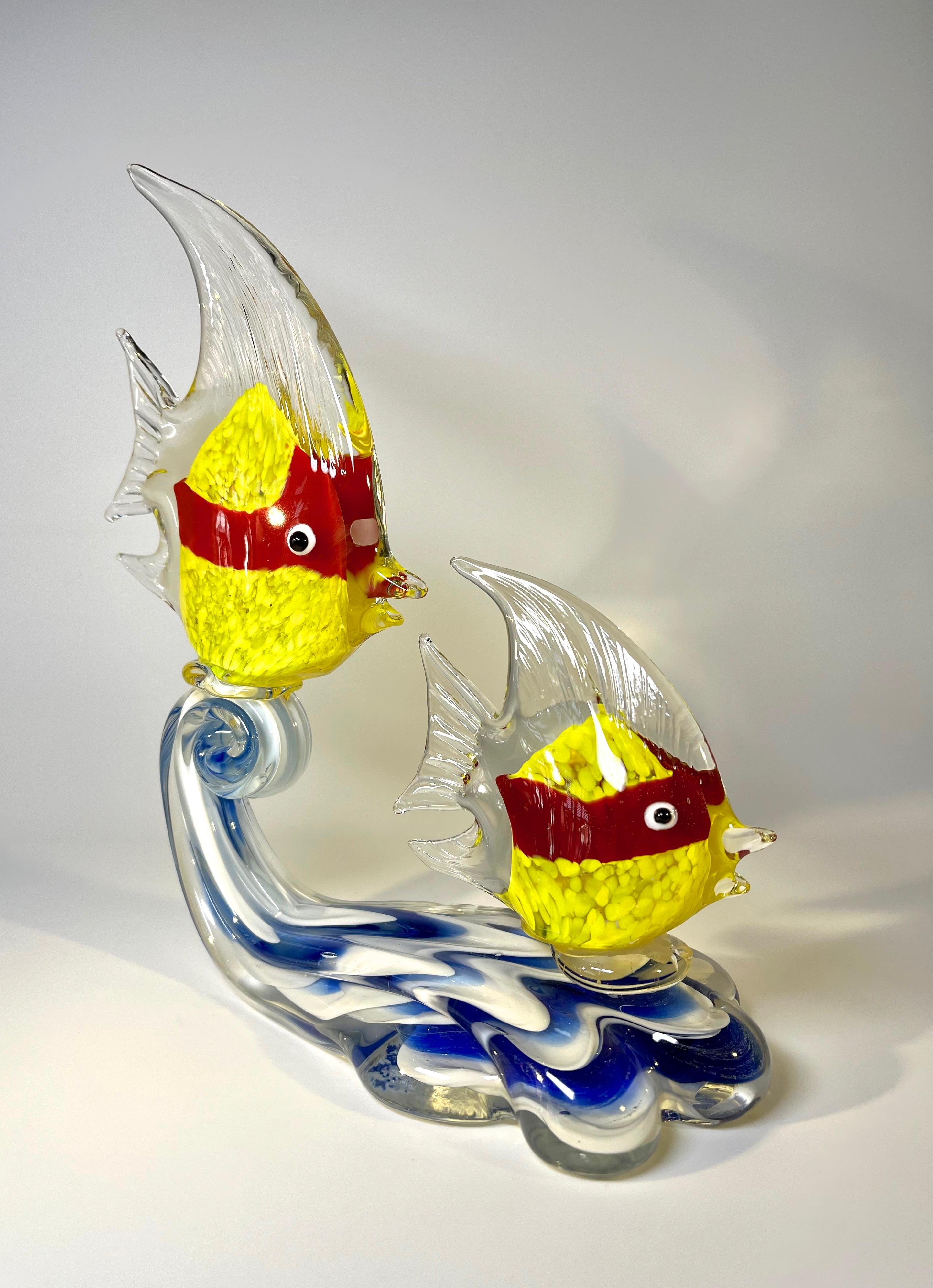 Hand-Crafted Entertaining Masked Ninja Angel Fish, Vintage Hand Blown Murano Fun 1970s For Sale