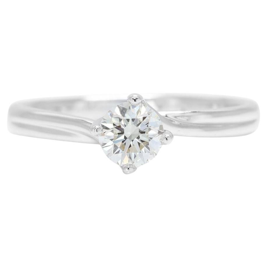 Enthralling Solitaire Ring with 0.41ct Natural Diamonds in 14K White Gold For Sale