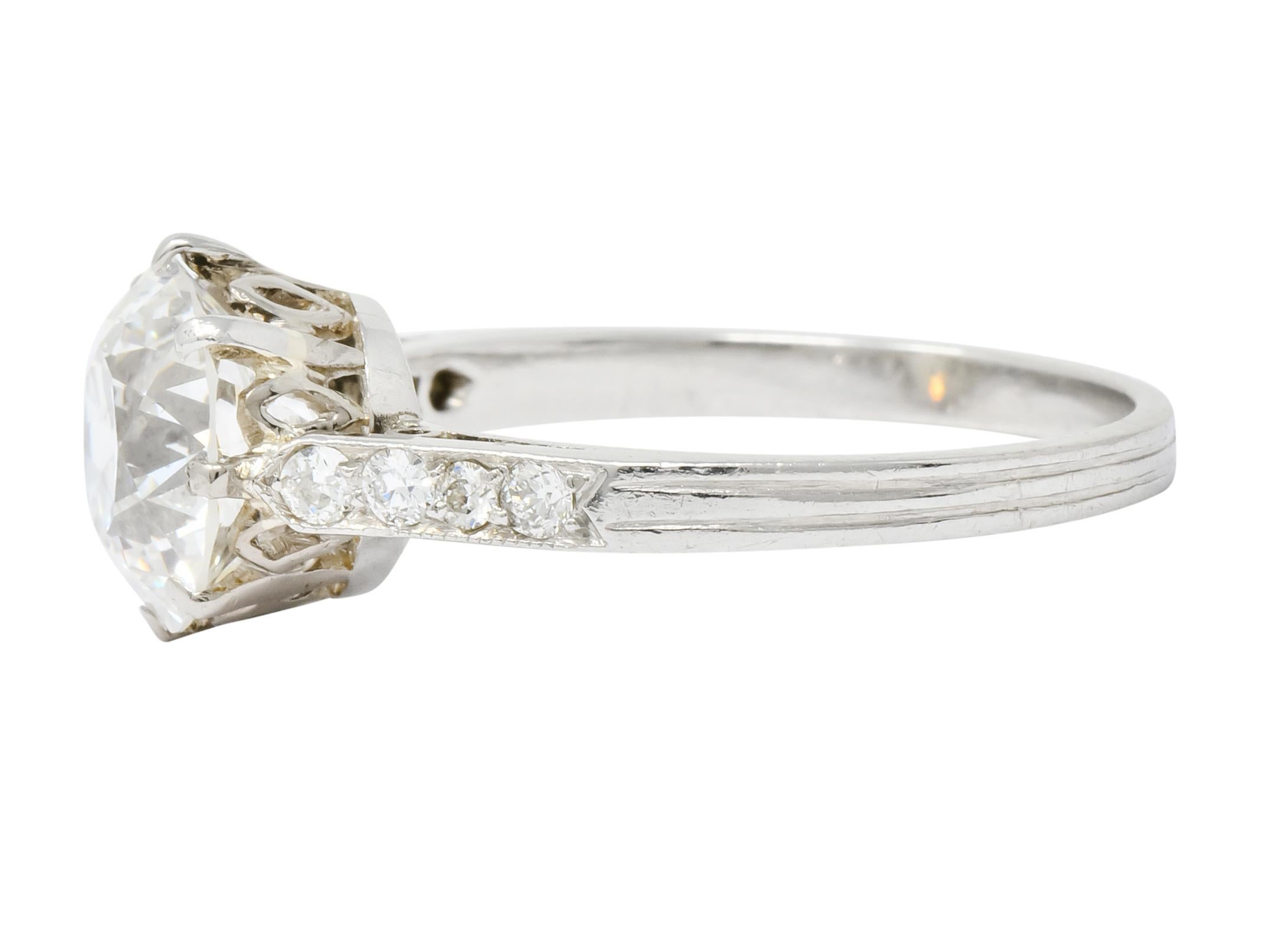 Enticing Edwardian 2.68 Carat Diamond Platinum Engagement Ring GIA 1
