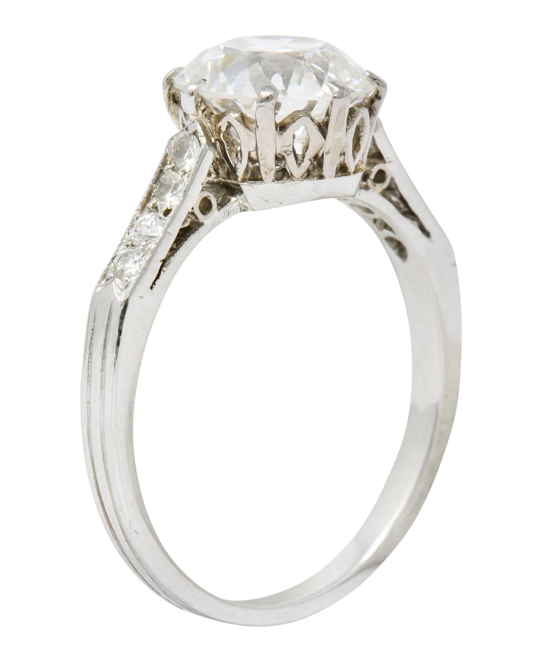 Enticing Edwardian 2.68 Carat Diamond Platinum Engagement Ring GIA 4