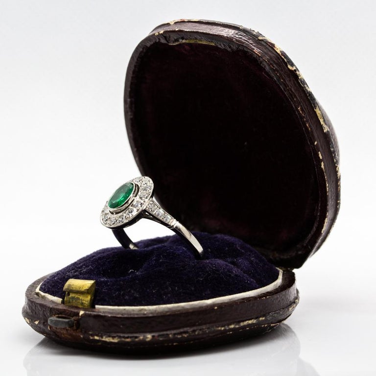 Enticing Platinum Emerald and Diamonds Ring at 1stDibs