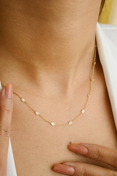 Natural Uncut Diamond Necklace Crafted in 18 Karat Solid Yellow Gold for Her