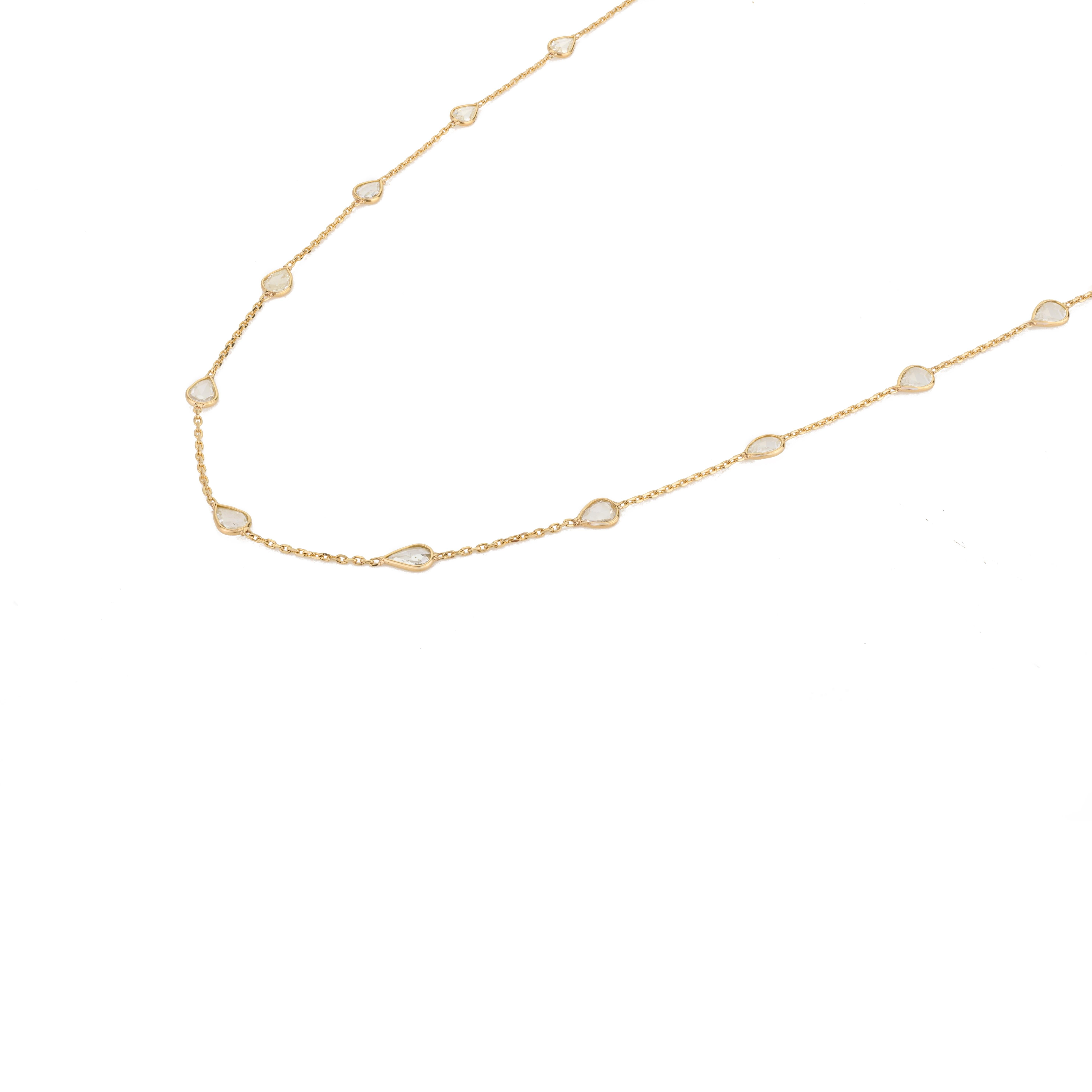 Modern Natural Uncut Diamond Necklace Crafted in 18 Karat Solid Yellow Gold for Her For Sale