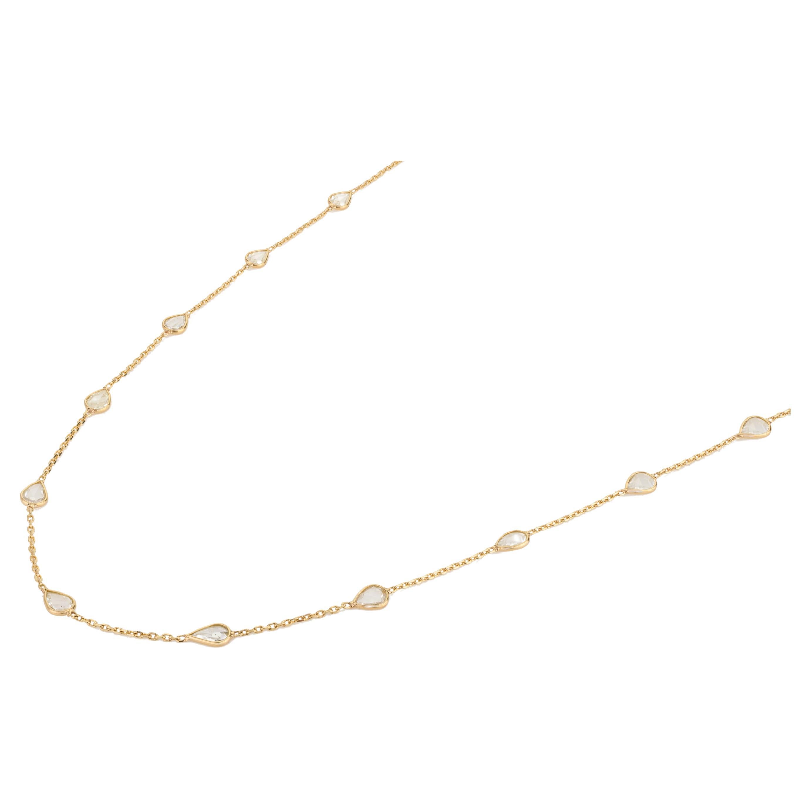 Natural Uncut Diamond Necklace Crafted in 18 Karat Solid Yellow Gold for Her For Sale