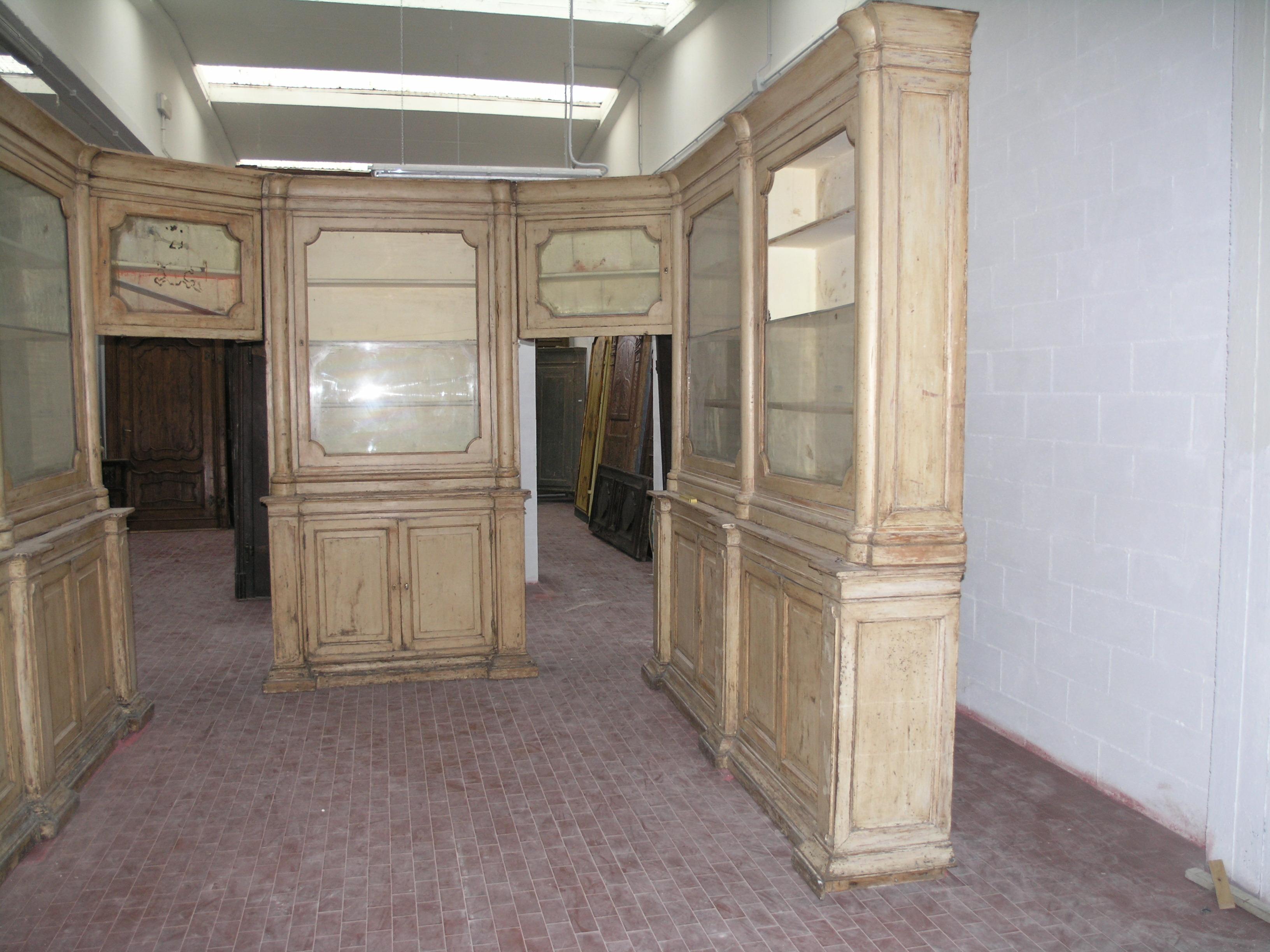 Poplar Entire Pharmacy cabinet in first yellow lacquer, Italy For Sale