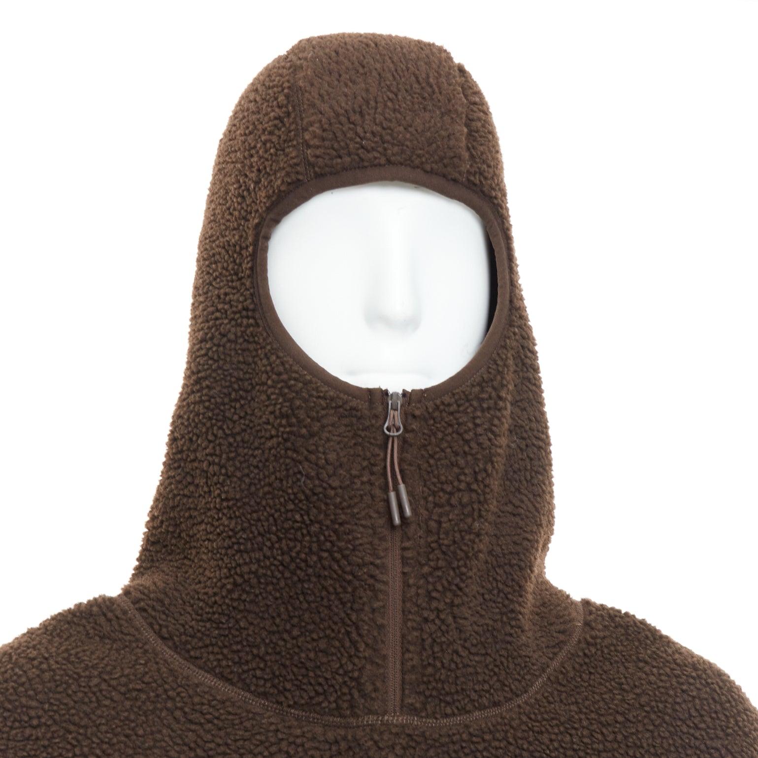 Noir ENTIRE STUDIOS V2 fleece hoodie brown hooded zip pockets pullover L en vente