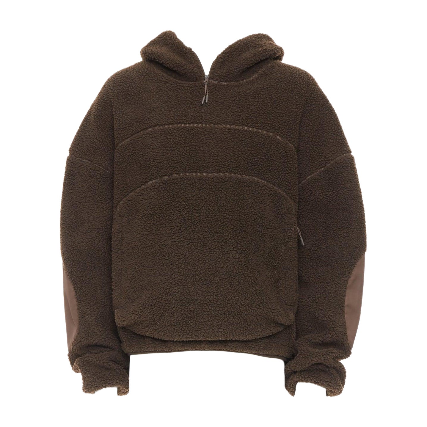 ENTIRE STUDIOS V2 fleece hoodie brown hooded zip pockets pullover L