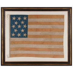Entirely Hand-Sewn American National Flag with 13 Stars on a Tall Canton