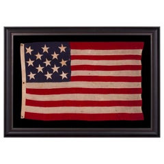 Entirely Hand Swen 13 Star American Flag, U.S Navy Boat Ensign