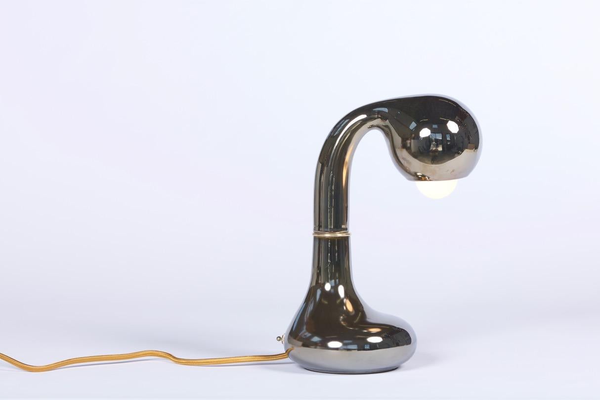 Organic Modern Entler Ceramic Single Globe Table Lamp For Sale