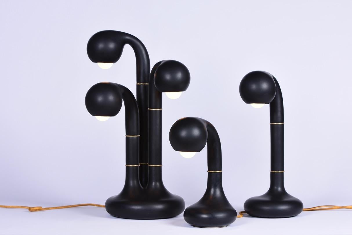 American Entler Ceramic Three-Globe Table Lamp For Sale