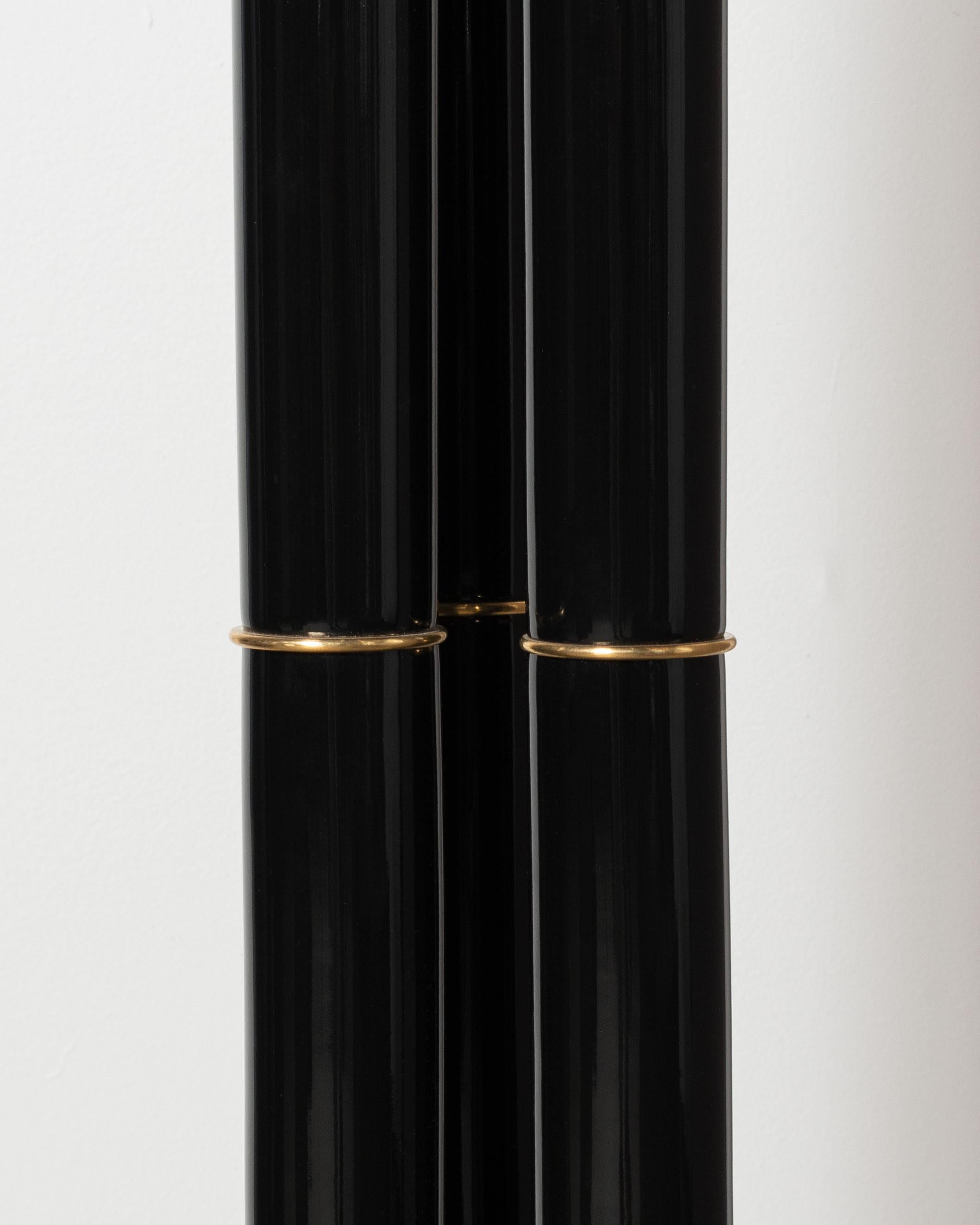 American Entler Gloss Black 3-Globe Floor Lamp For Sale