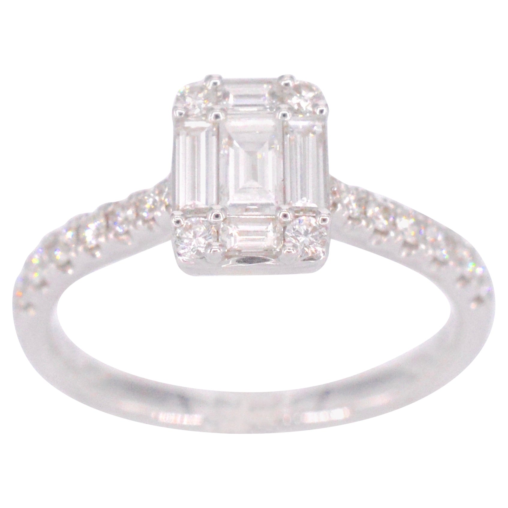 Anello Entourage con diamanti Baguette e Brillante
