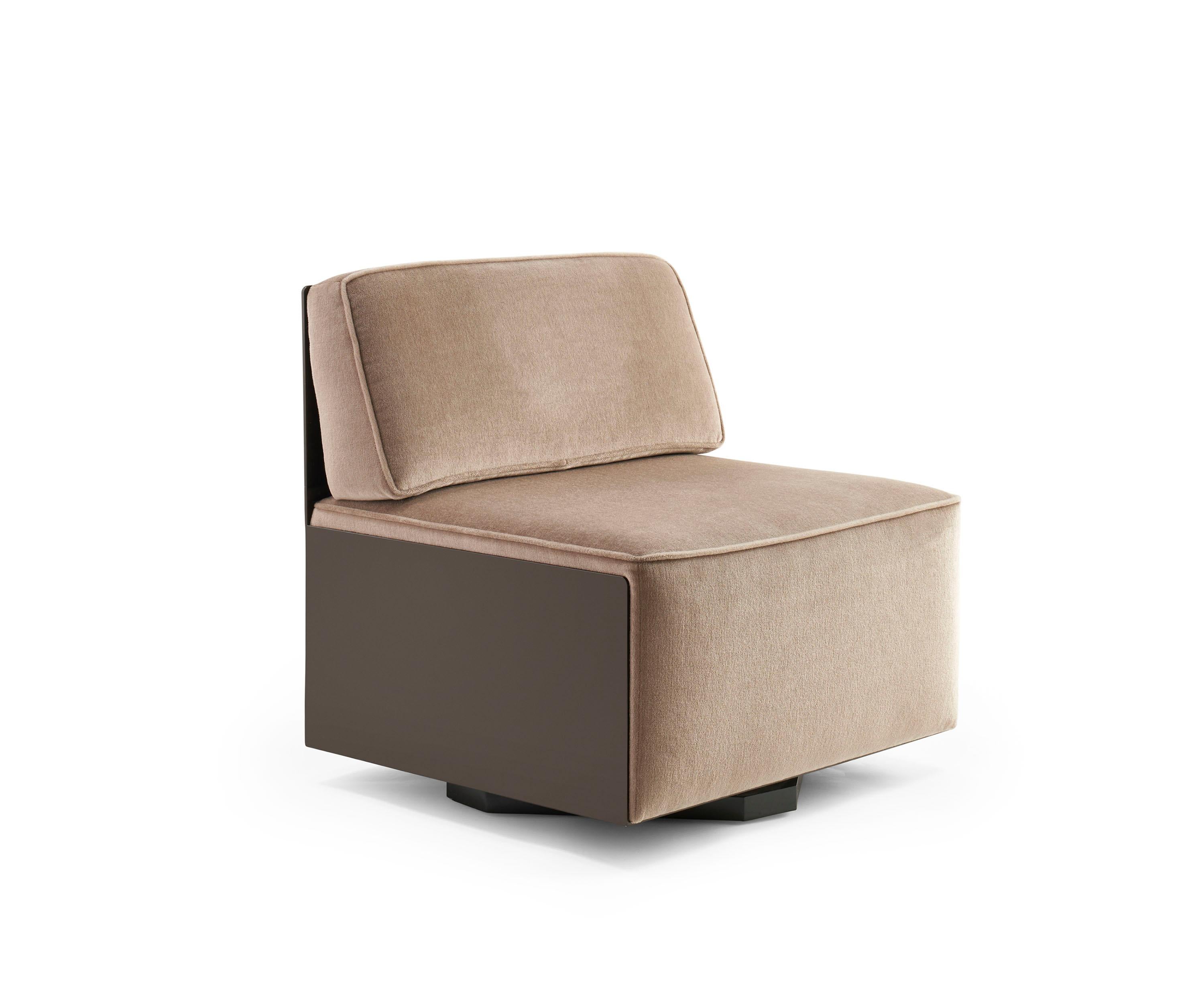 Vietnamien Entoure Chair, Bronze Upholstered Mohair Lounge Chair en vente