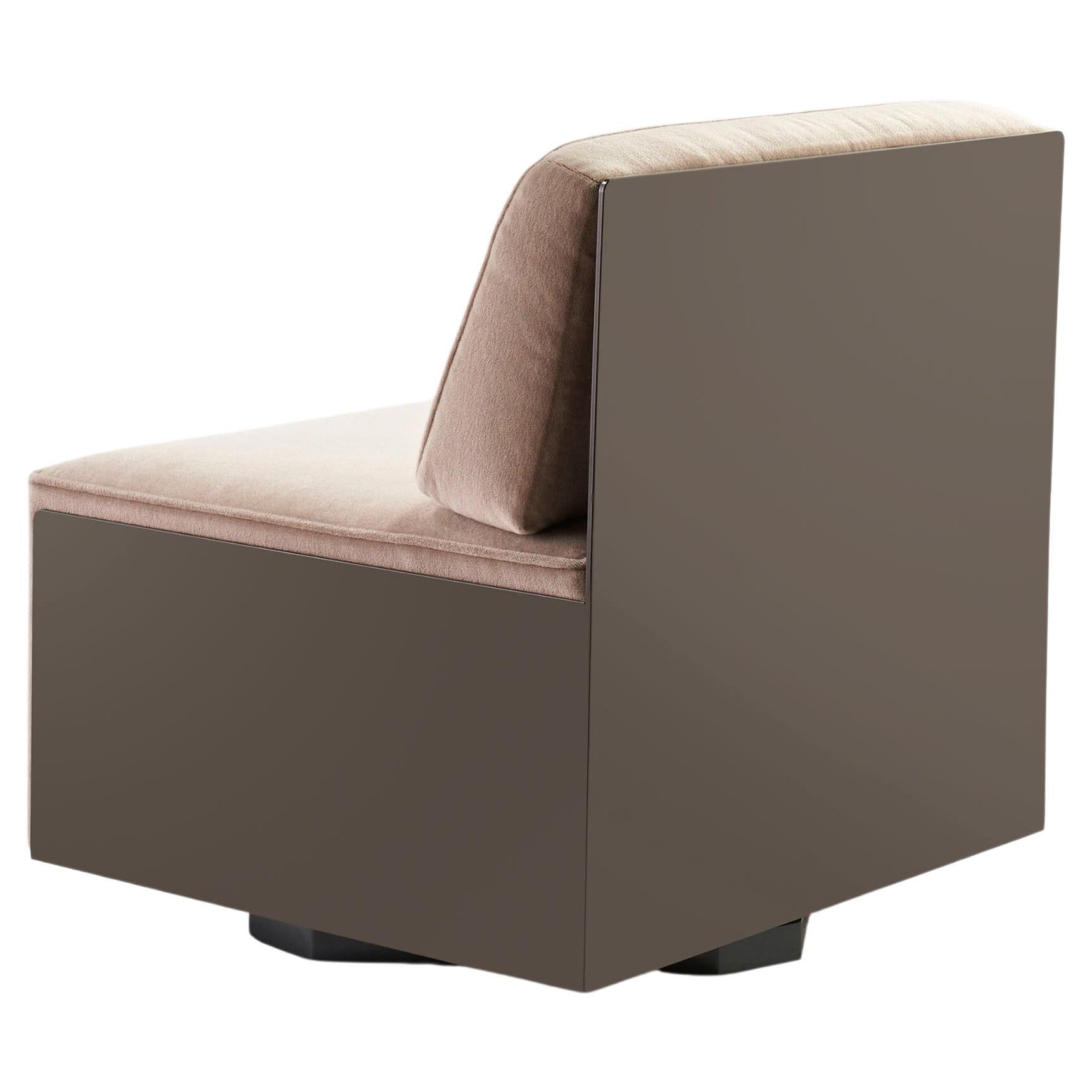 Entoure Chair, Bronze Upholstered Mohair Lounge Chair For Sale